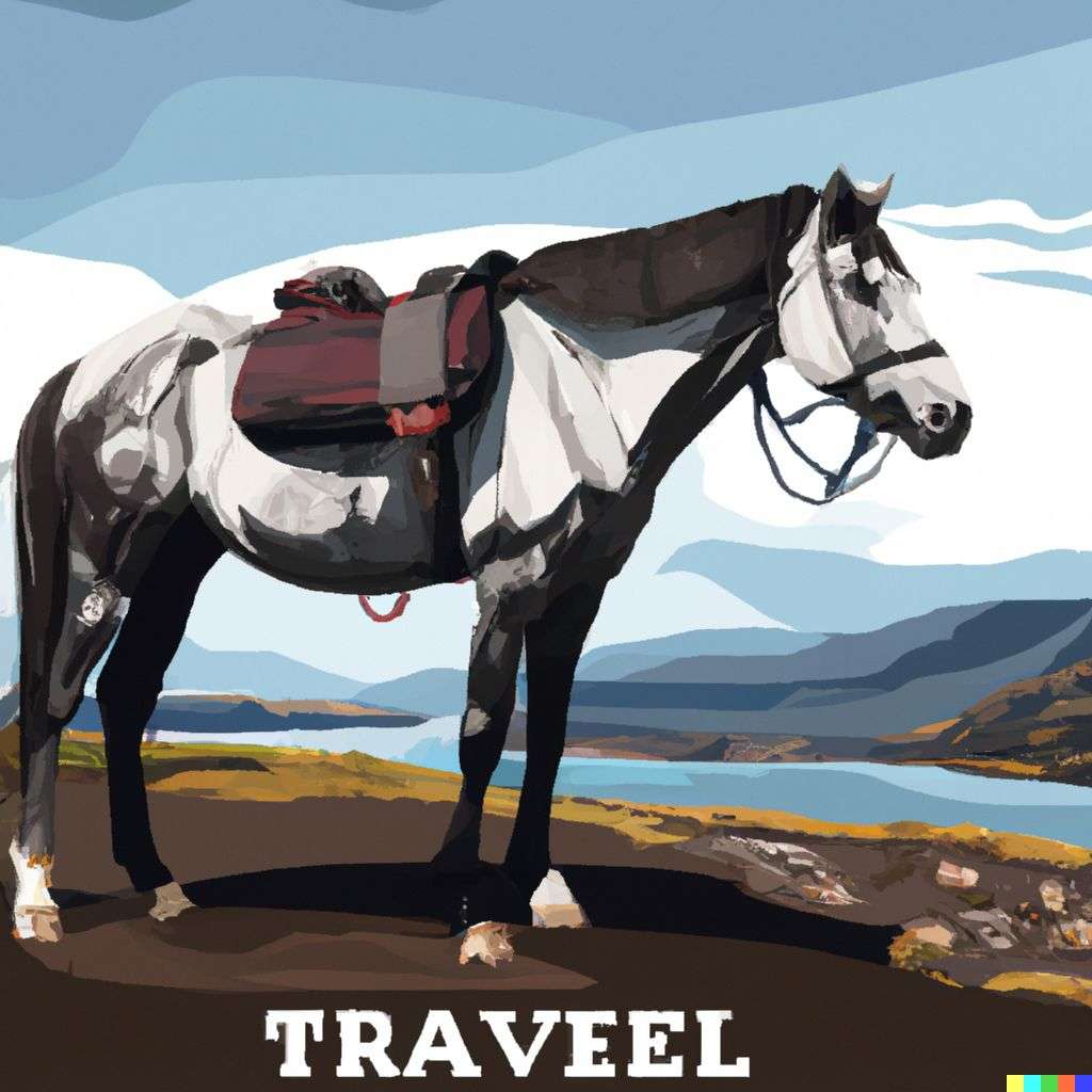 a horse, travel poster